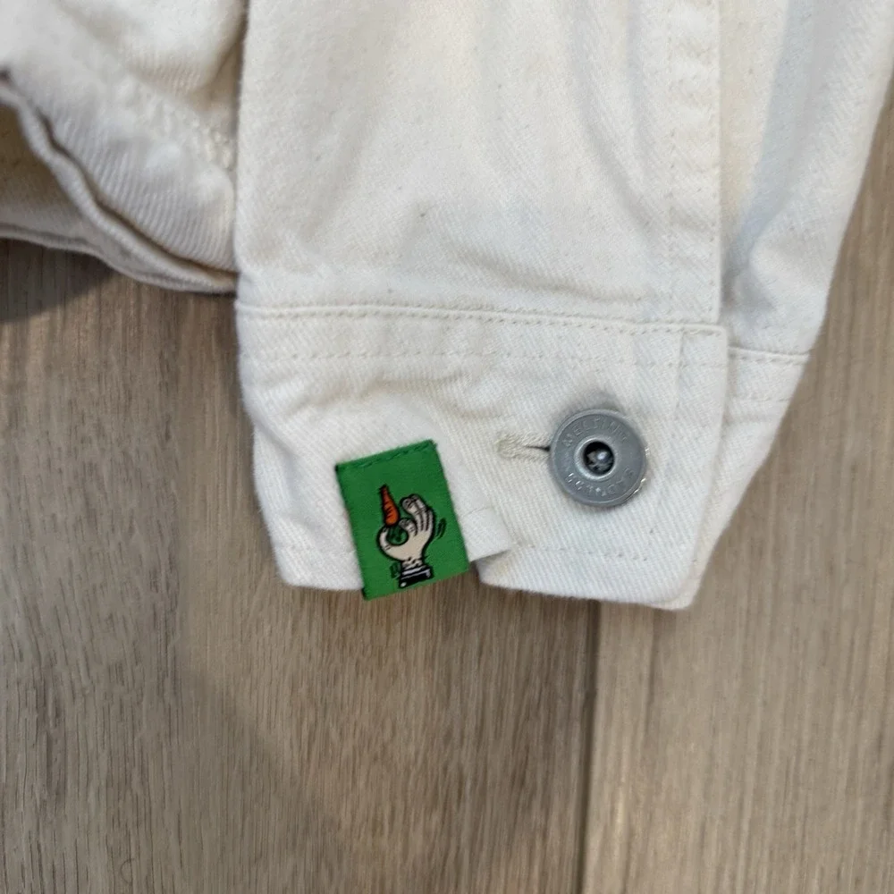 Melting Sadness Cream Button Up Denim Jacket Adult Size Large Corduroy Pockets - Picture 3 of 5